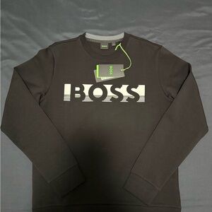 BOSS Men's Black Chest Logo Crewneck Sweatshirt Small NWT